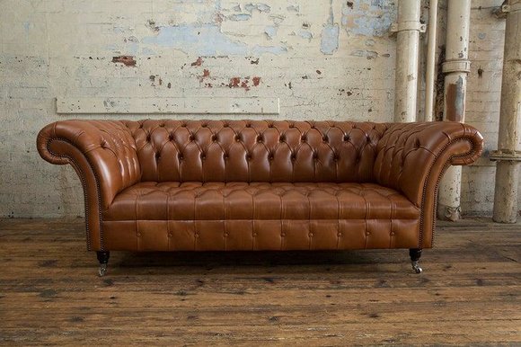 æggelederne udløb vedvarende ressource Design CHESTERFIELD 3-Sitzer Sofa Antik Stil Top-Qualitaet Leder Braun  Polster Couch bei jv moebel