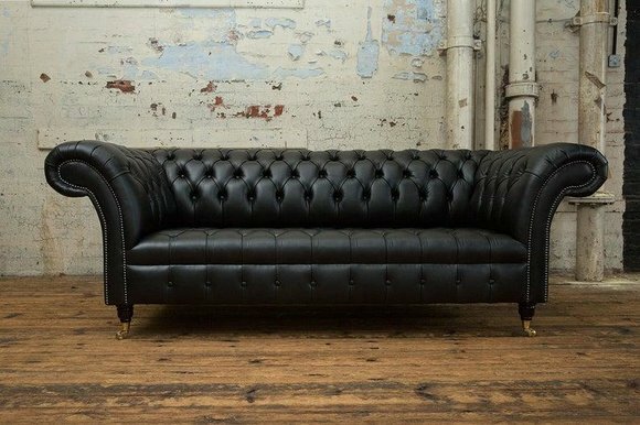 Ledersofa Sofa Couch Garnitur 3 Sitzer Sofas Couchen Deko Chesterfield