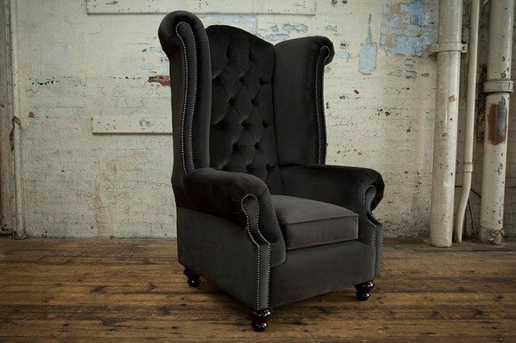 Chesterfield Design Sofa Sessel Couch Polster Textil Couchen 1Sitzer Ohrensessel