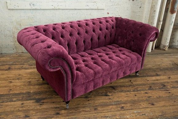 Chesterfield Big Textil Design Wohnzimmer Couch Sofa Polster Deko 2 Sitz