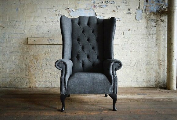 Design Ohrensessel Chesterfield Stoff Couch Sofa Polster Sofas Sessel