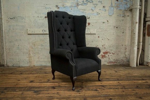 Chesterfield Textil Ohrensessel 1 Sitzer Polster Sofas Design Luxus Stoffsofas