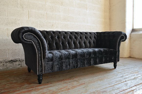 Chesterfield 3 Sitzer Couch Polster Sitz Textil Stoff Leder Deko Couchen