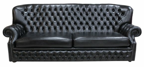 Hohe Rückenlehne Chesterfield Leder Sofa Couch Polster Sitz Deko Garnitur