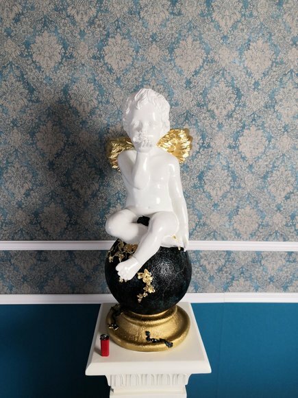 Engel Globus Figur Skulptur Skulpturen Design XXL Deko Dekoration