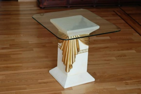 Beistelltisch Medusa Römische Säule Säulen Tisch Glas Couch Sofa
