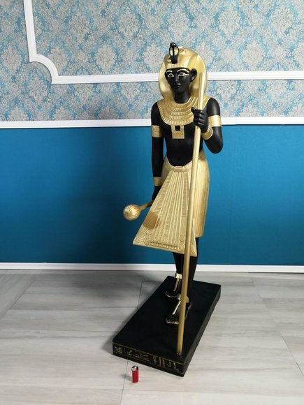 Stehleuchte Skulptur Figur Lampen Leuchte Ägypten Gold Schwarz Statue Figuren