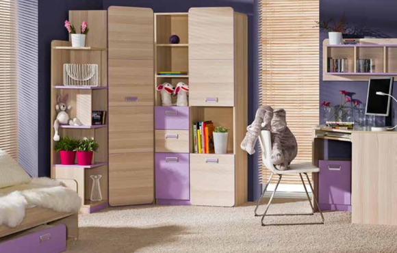 Komplett Jugendzimmer Kinderzimmer Set Bett Deko Kleiderschrank Kommode