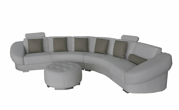 Rund U Form Sofa Polster Eck Garnitur Leder Wohnlandschaft Couchen XXL + Hocker