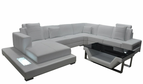 Eck Leder Sofa Couch Polster Ecke Sitz Garnitur Wohnlandschaft Design