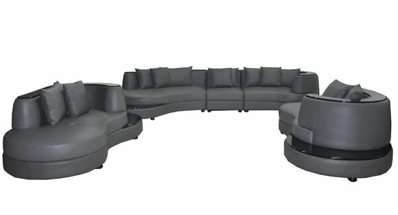 Luxus Wohn Eck Leder Deko Garnitur Landschaft Polster Ecke XXL Big Sofa