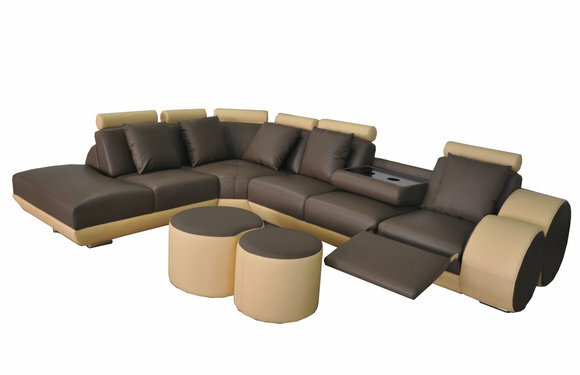 XXL Couch Big Eck Sofa Leder Eck Garnitur Ecke Landschaft Polster Wohn