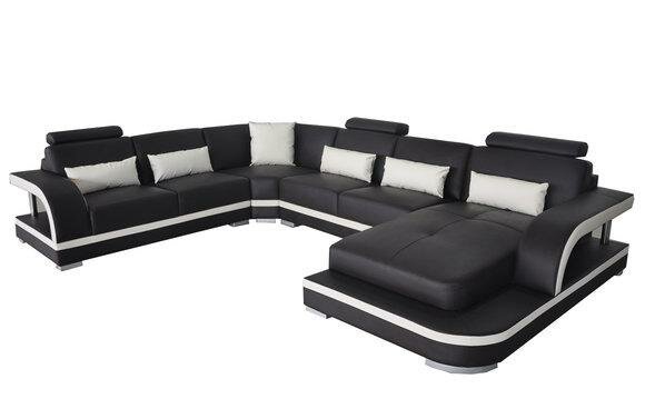 Leder Eck Sofa Eck Wohnlandschaft Garnitur Design Modern Couch Deko Sofas