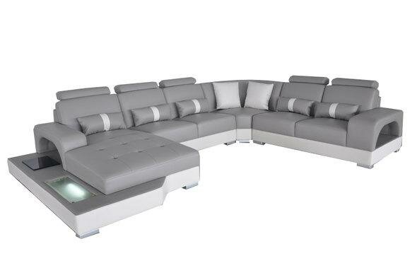 Leder Eck Sofa Eck Wohnlandschaft Garnitur Design Modern Couch