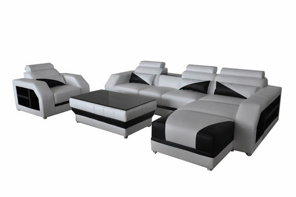 Leder Eck Sofa Garnitur Sofas Couchen Polster Wohnlandschaft Sessel Ecke
