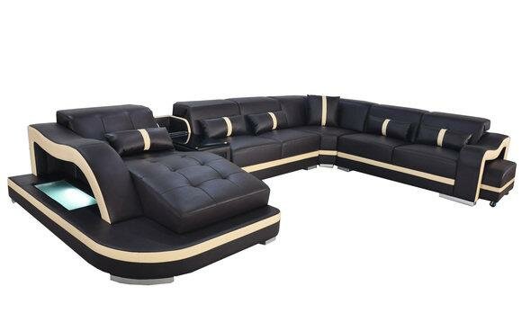 Leder Couch Polster Sitz Wohnlandschaft Modern Eck Garnitur Sofa