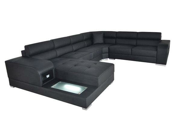 Ledersofa Couch Wohnlandschaft Garnitur Design Modern Dekorative Ecke Sofa