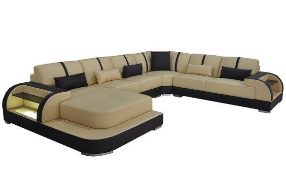 Leder Couch Polster Sitz Eck Garnitur Moderne Design Sofas