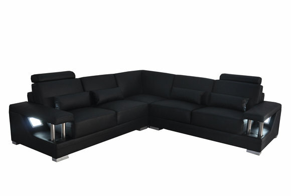 Ledersofa Couch Wohnlandschaft Eck Deko Garnitur Design Modern Sofa L-Form