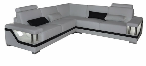 Ledersofa Couch Wohnlandschaft Eck Garnitur Design Modern Sofa L-Form L6002