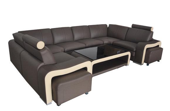 Leder Eck Sofa Couch Polster Garnitur Sitz Wohn Landschaft Modern