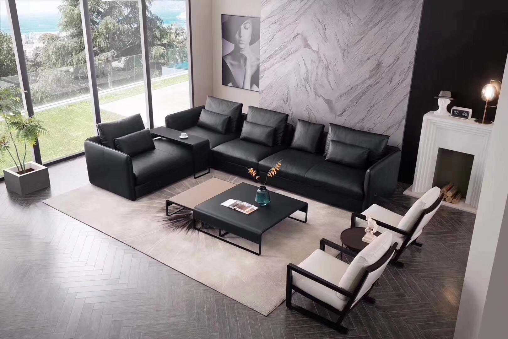 Ecksofa Sofa Couch Polster Eckgarnitur Wohnlandschaft Leder Desing Eck