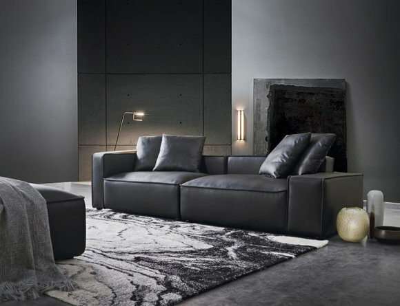 Dreisitzer Couch Polster Design Sofa 3er Sitz Sofas Zimmer Möbel Schwarz