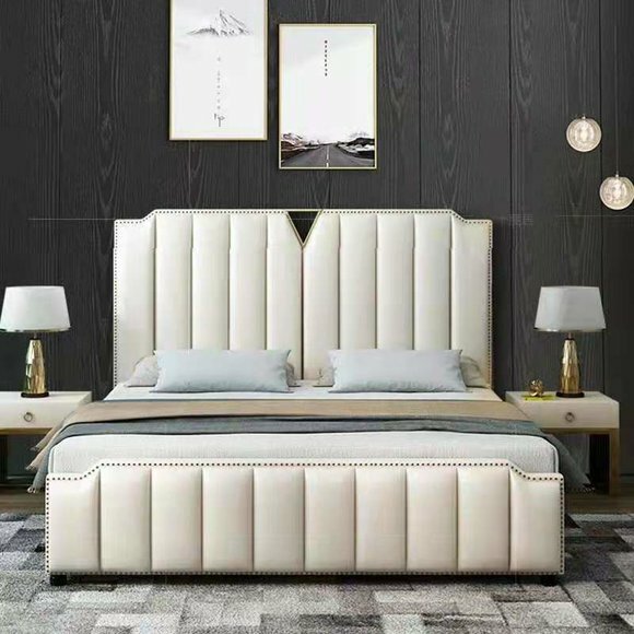 Bett Polster Design Luxus Doppel Hotel Ehe Schlaf Zimmer Leder 180x200