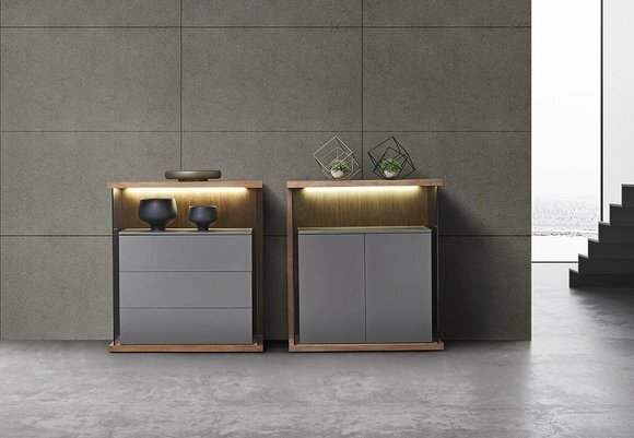 Design Kommode Anrichte 2er Set Side Lowboard Schrank Regal LED