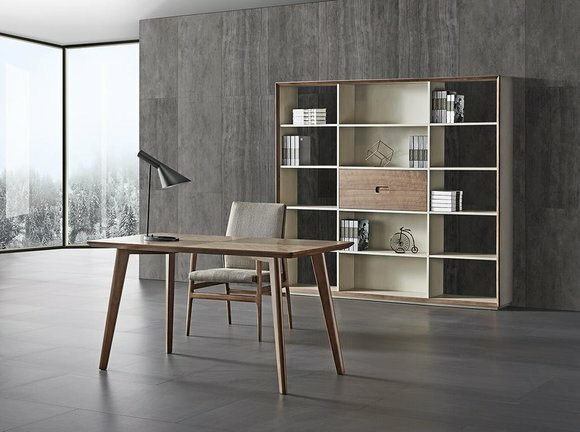 Büro Set Tisch Stuhl Regal Holz Garnitur Schreib Tische Designer Office Italien