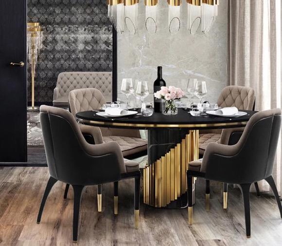 Hochwertiger Luxus Holz Designer Ess Tische Rund Tisch Italienische