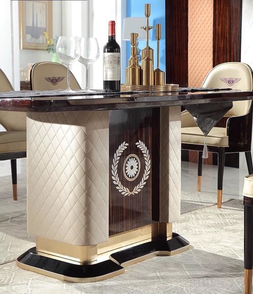 Design Luxus Ess Zimmer Wohn Tisch Holz Hochglanz Leder Tische italien