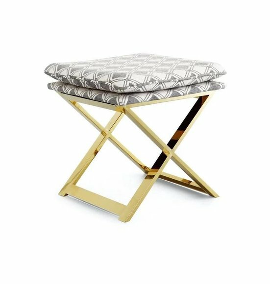 Designer Hocker Polsterhocker Fuß Ablage Möbel Wohnen Deko Sitzbänke Sitz