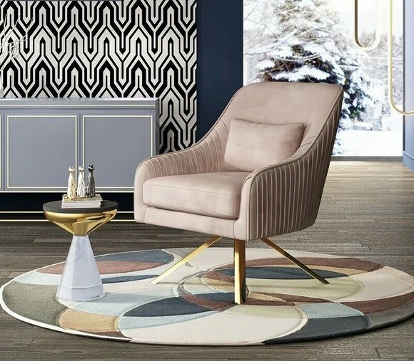 Set Metall Gelb Möbel Textil Design Garnitur 1-Sitzer Stil Sofa Relax Sessel Polster Stuhl Lounge, Beige Couch Stoff Relax Club Chrom Gruppe Modern Top-Qualität Füsse JV Lehnstuhl bei Stühle