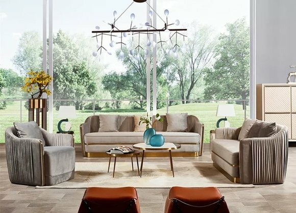 Garnitur Couch Polster Leder Sofa Couchen Polster Sitz 3+2 Designer Garnituren
