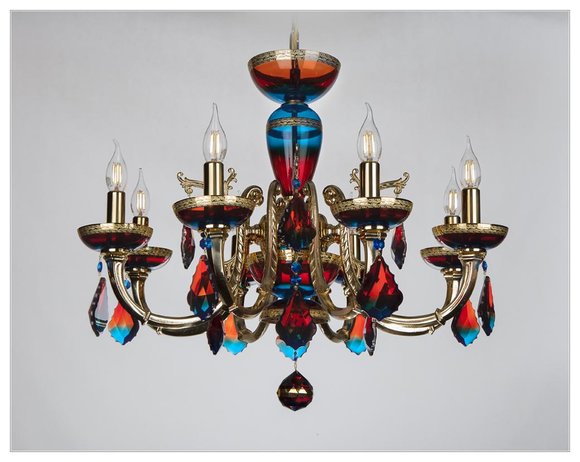 Design Kronleuchter Bohemia Decken Leuchte Bunte Kristall Lampe