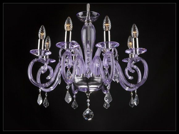 Bohemia Modern Leuchte Decken Leuchte Leuchter Kristall Lila Lampe