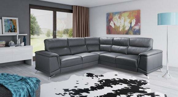 Eck Garnitur Heim Kino Sofa Couch Polster Couchen Sofas Relax Fußstützen