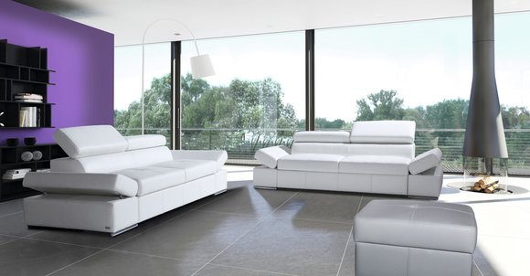 Bettfunktion 100% Italienisches Leder 2 Sitzer Couch Design Polster Modern Neu