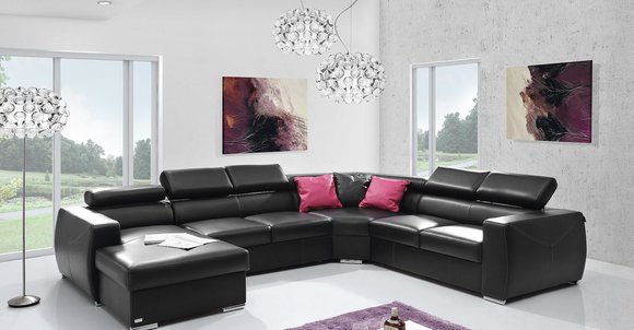 XXL Big Schlaf Sofa Couch Wohnzimmer Sitz Polster Wohnlandschaft 100% Echtleder