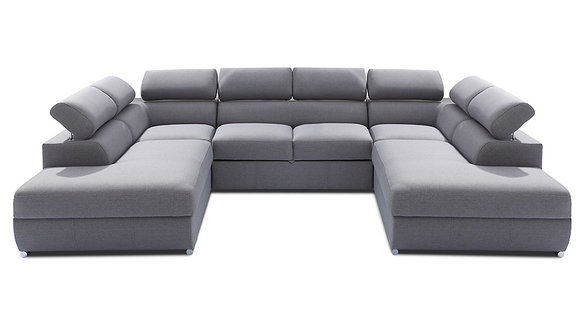 Design Wohnlandschaft Bettfunktion Stoff Ecksofa U-Form Sofa Couch Textil