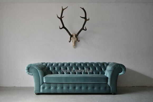 Chesterfield Dreisitzer Couch Polster 3er Couchen Wohnzimmer Sofa Grün