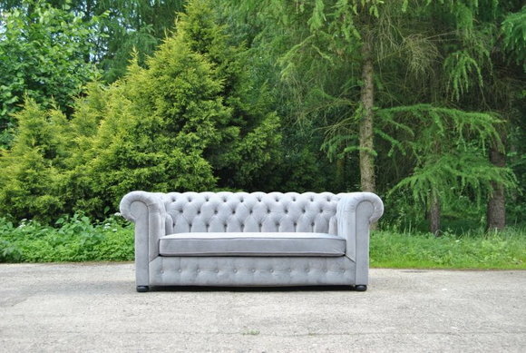 Chesterfield 3 Sitzer Couch Polster Couchen Sitz Wohnzimmer Sofa grau