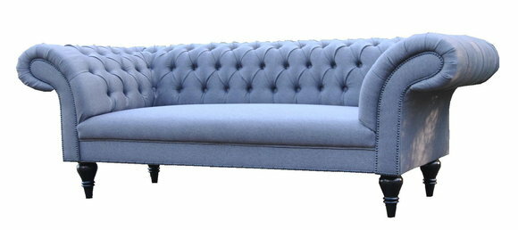 Dreisitzer Design Couch Polster Sitz Sofas Textil Sofa 3Sitzer Chesterfield Blau
