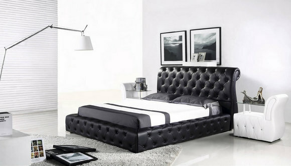 Design Bett Polsterbett Doppelbett Stoffbett Bettgestell Modern Chesterfield