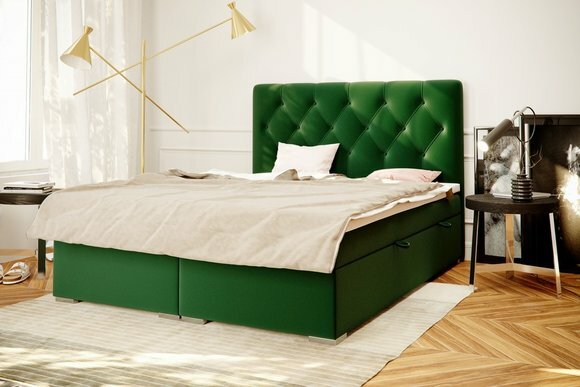 Chesterfield Boxspring Bett Hotel Doppel Deko Komplett Set Matratze Topper