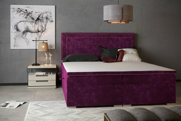 Boxspring Lila Bett Hotel Doppel Betten Samt Luxus Neu Polster Kasten