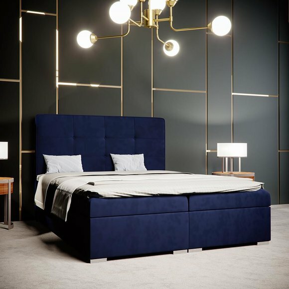 Blaues Boxspring Bett Hotel Doppel Luxus Betten Polster Bettkasten