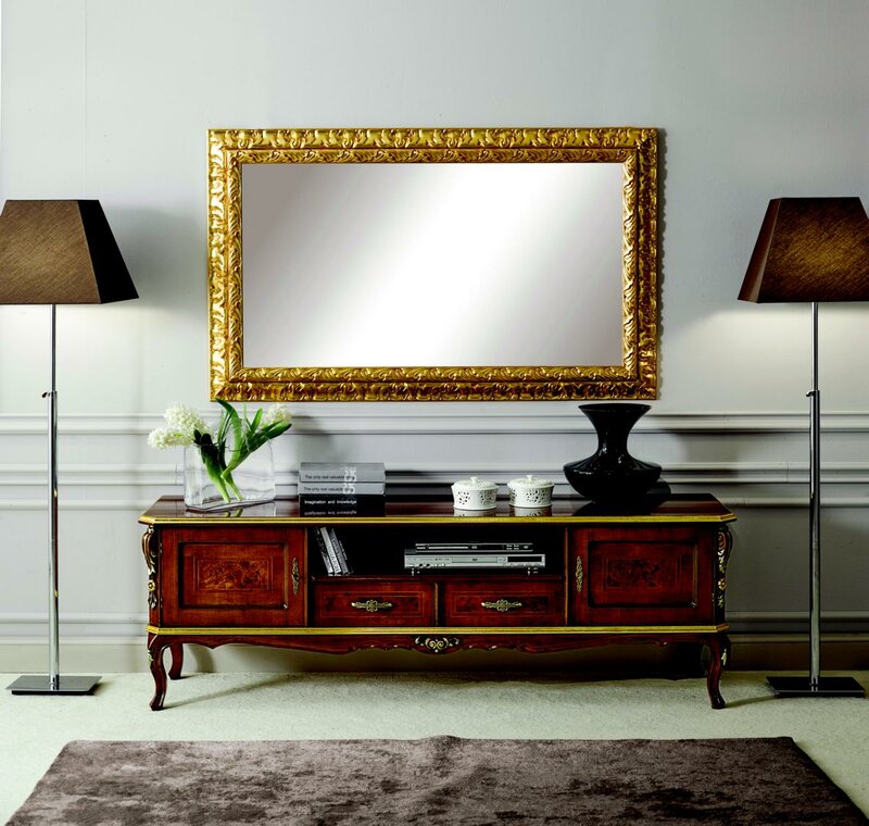 Luxus 2tlg Set Sideboard Lowboard rtv Spiegel Italienische Holz Möbel Holzmöbel