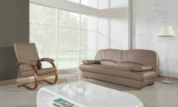 Design Sofa Echtleder Sofagarnitur 3+1 Sitz Modernes Couch Polster